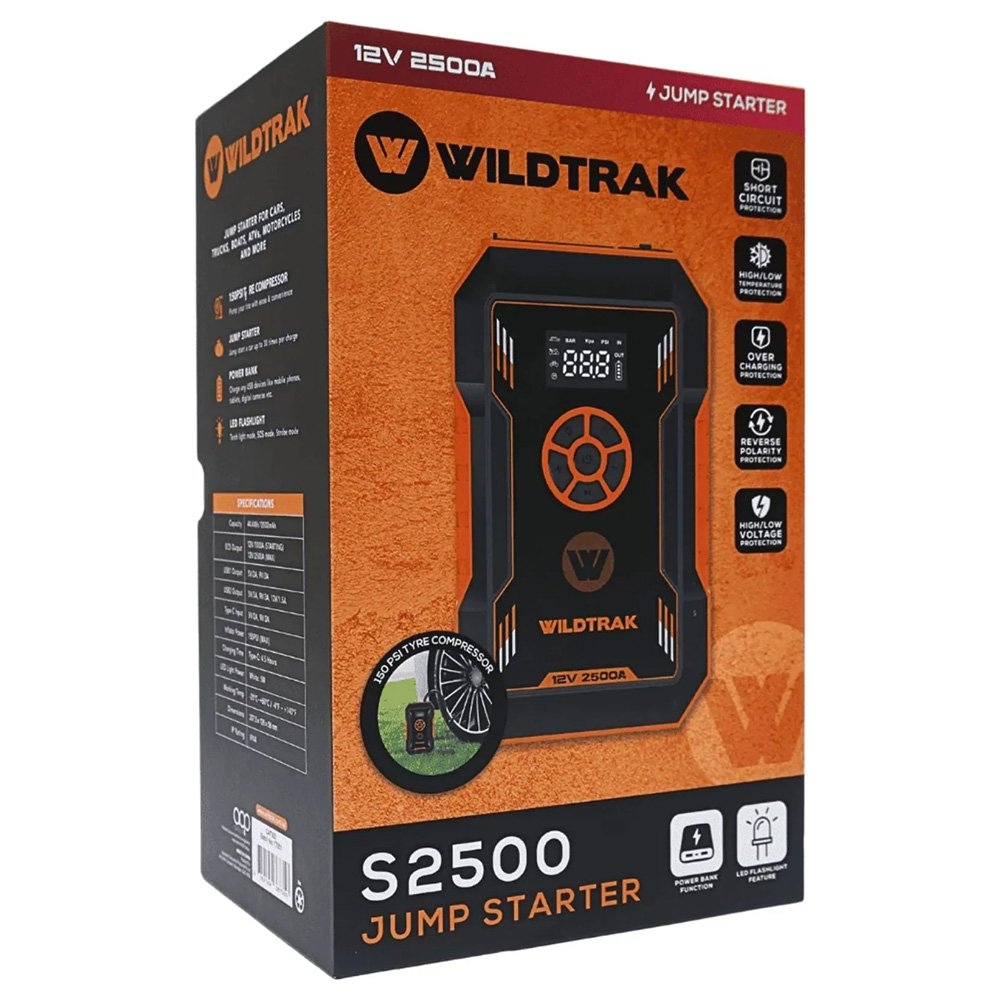 Wildtrak Lithium Jump Starter 12V 2500A 12000mAh with Tyre Compressor