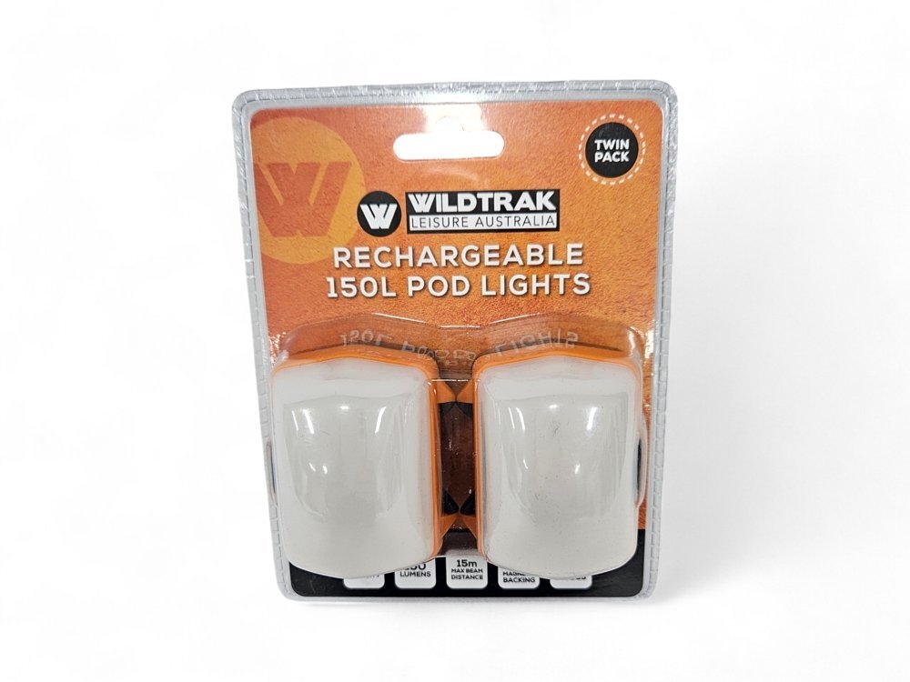 Wildtrak Rechargeable Magnetic Pod Lights 150lm 1200mAh - Twin Pack