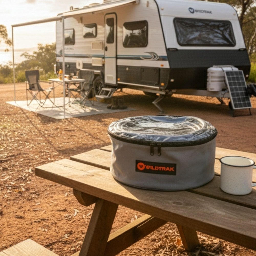 Wildtrak Round Heavy-Duty Mesh Base Clear Top Caravan/RV Storage Bag with Handles 40x19cm