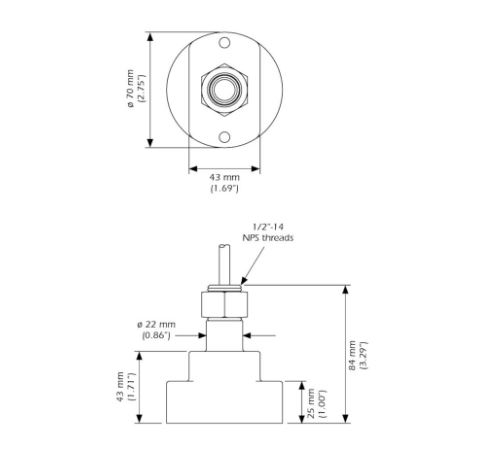 Airmar SS510 EchoRange Stainless Analog Depth Transducer 200kHz with 20m Cable