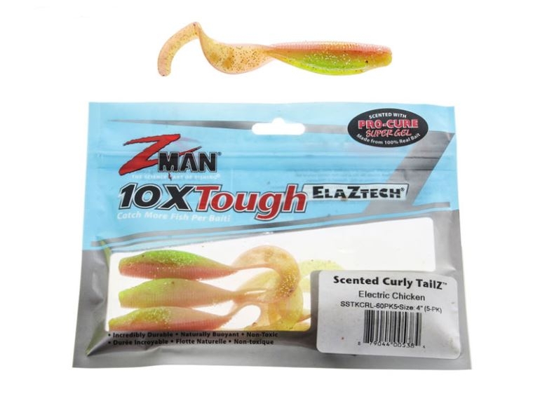 Z-Man Scented Curly TailZ Soft Bait 10cm Qty 5 Electric Chicken