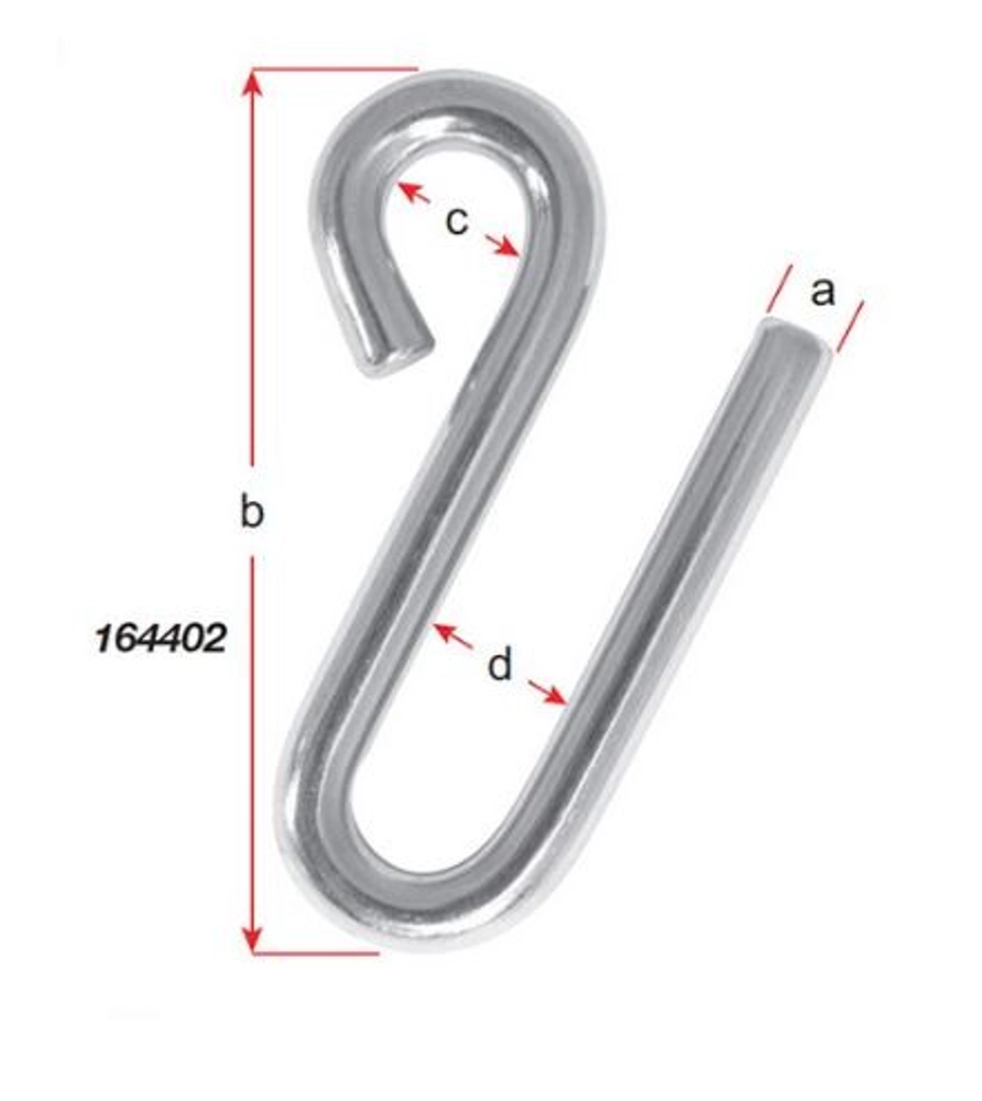 BLA 304 Stainless Steel S Hook 63 x 6mm BLA 304 Stainless Steel S Hook 63 x 6mm