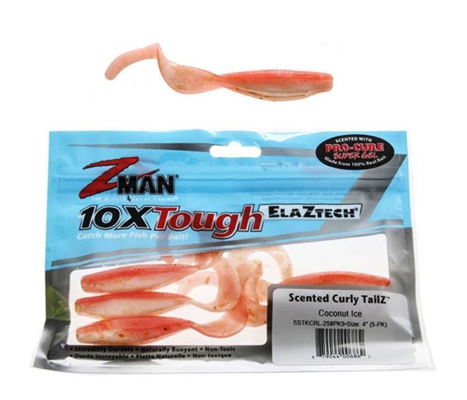 Z-Man Scented Curly TailZ Soft Bait 10cm Qty 5 Coconut Ice