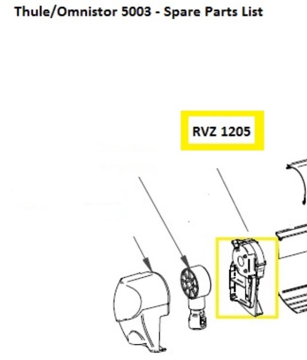 Thule/Omnistor Left Hand End Plate Assembly for 5003 Series Awning