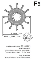 Johnson 09-1027B-1 MC97 F5 Pump Impeller Kit Thumbnail Johnson 09-1027B-1 MC97 F5 Pump Impeller Kit