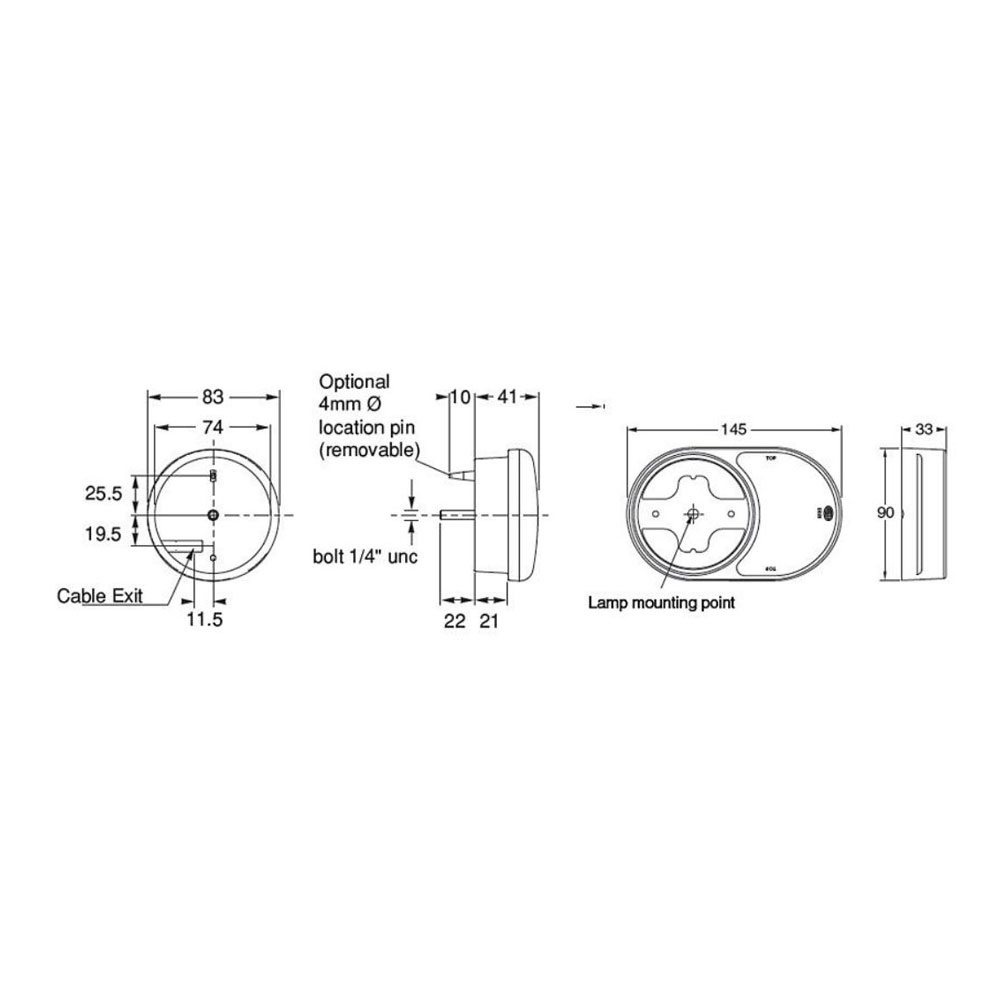 Hella Marine Round LED Submersible Combination Rear Trailer Light