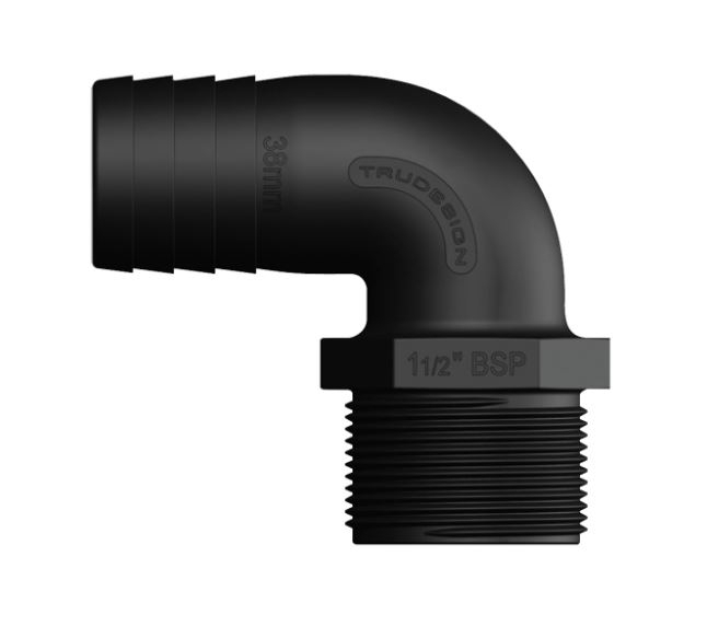 TruDesign Hose Tail - Male Long Thread 90-Degree 1-1/2in BSP 38mm