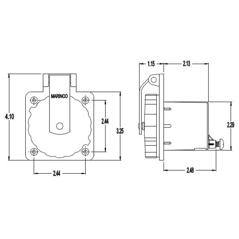 Marinco Easy Lock Watertight Standard Inlet 16A 230v
