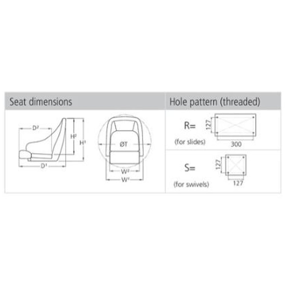 V-Quipment King Flip-Up Helm Seat with Squab Dark Blue with White Seams