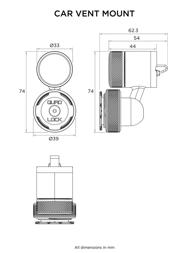 Quad Lock Car Vent Mount