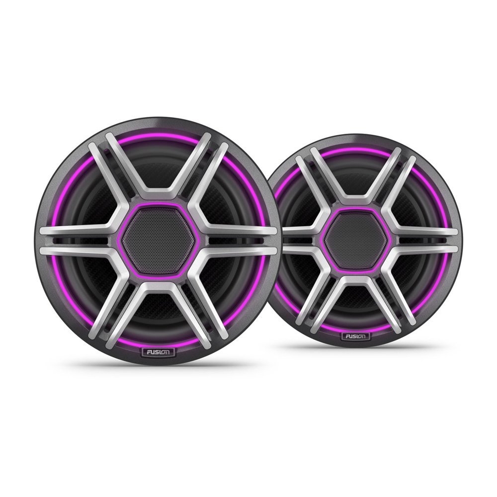 Fusion Apollo LED Marine Speakers with Sports Grill 8.8in Grey