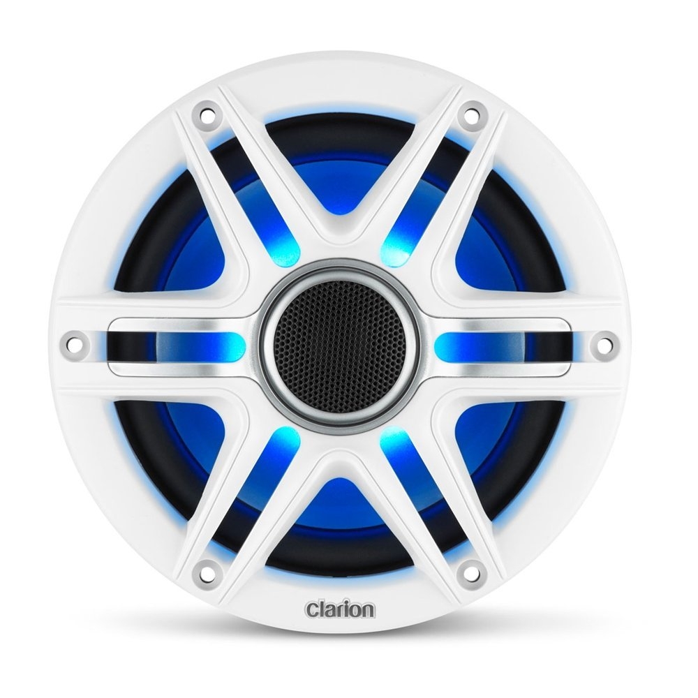 Clarion CMSP Premium LED Marine Coaxial Speakers with White/Grey Sport Grill 6.5in 50W