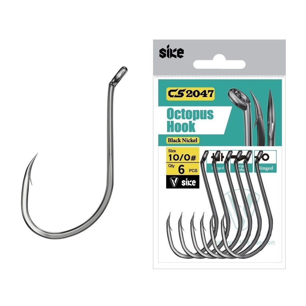 Sike CS2047 Octopus Hooks 10/0 Qty 6