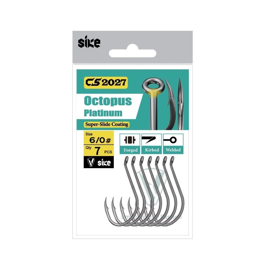 Sike Octopus Platinum Hooks 6/0# Qty 7