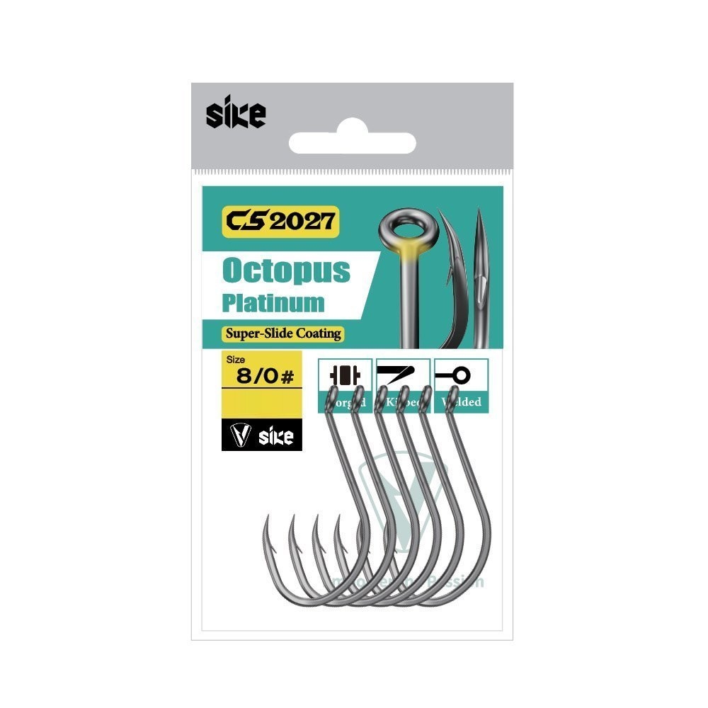 Sike Octopus Platinum Hooks Bulk Pack Qty 27 8/0#