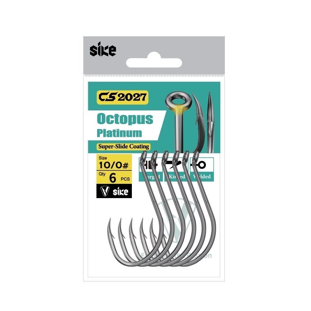 Sike Octopus Platinum Hooks 10/0# Qty 6