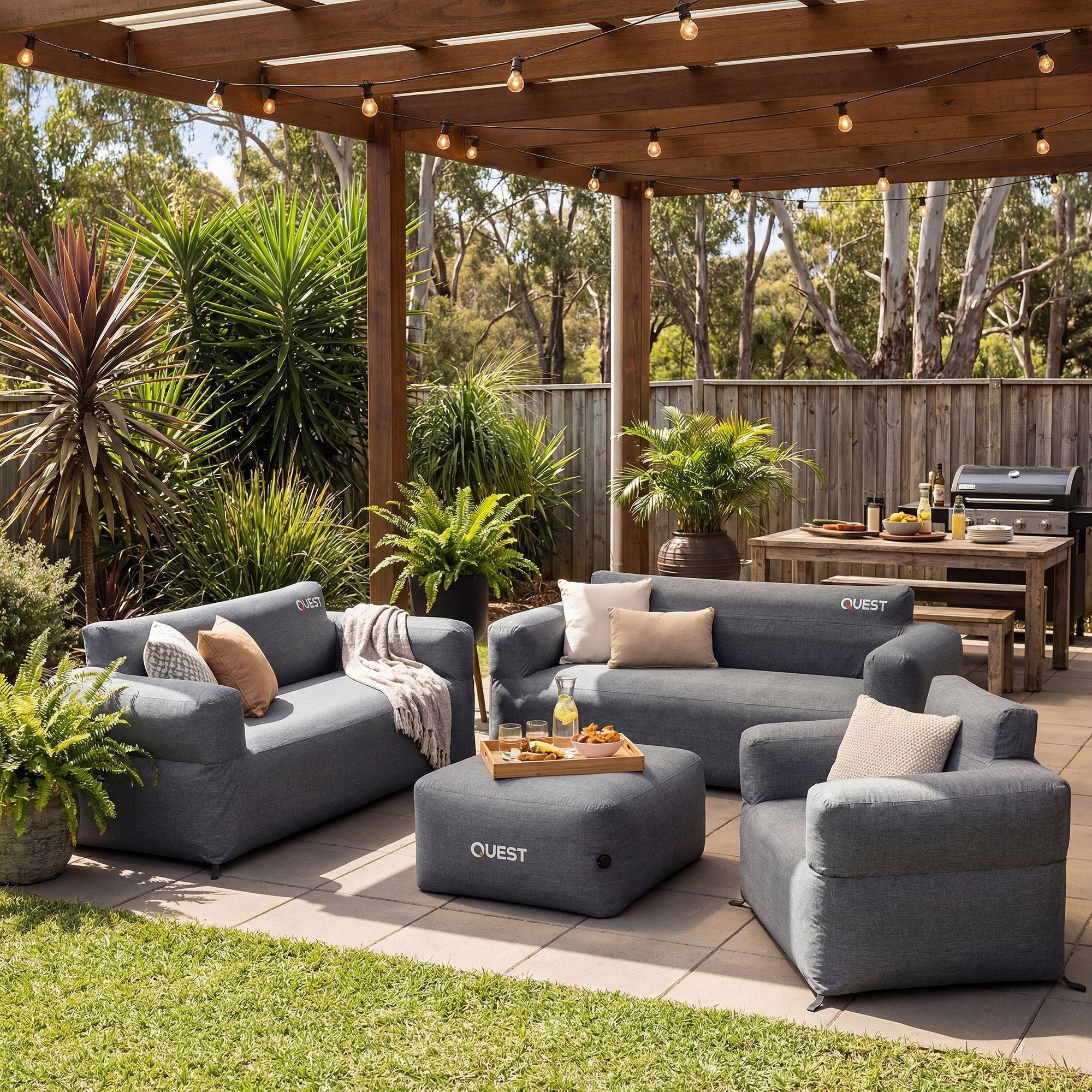 Quest Air Sofa 1 Seater Inflatable Camping Chair Charcoal Grey
