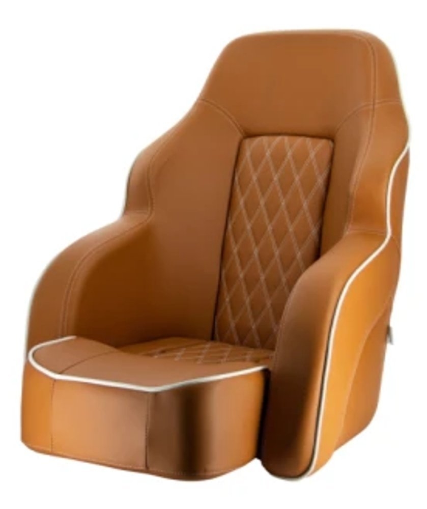 V-Quipment Commander Luxurious Helm Seat with Flip Up Squab Cognac