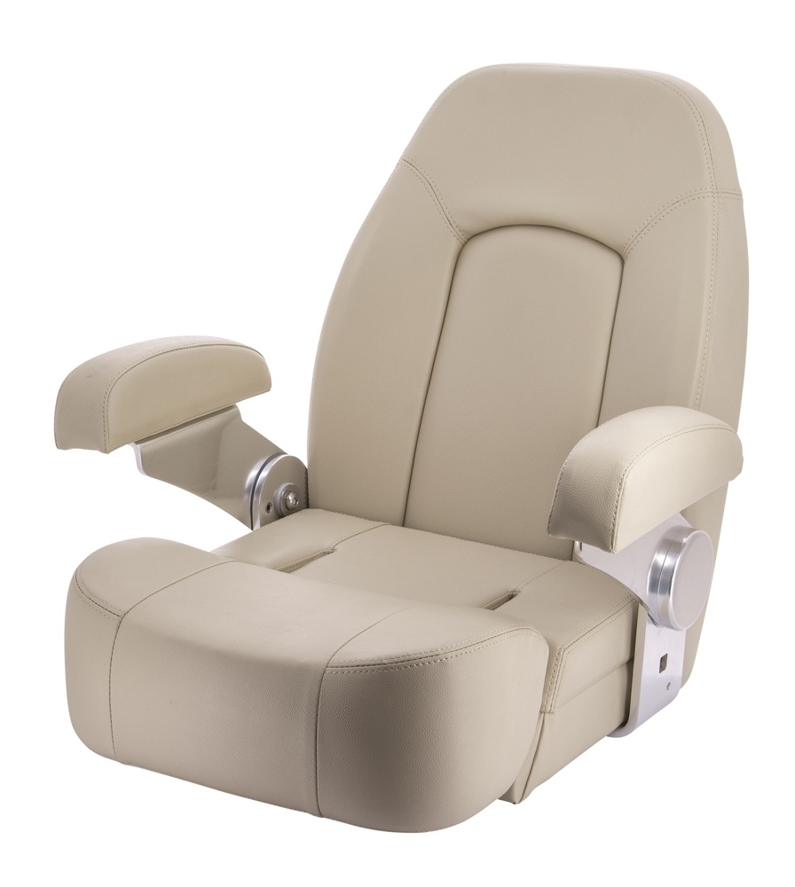 V-Quipment Seaman Helm Seat with Flip-Up Squab Light Ivory