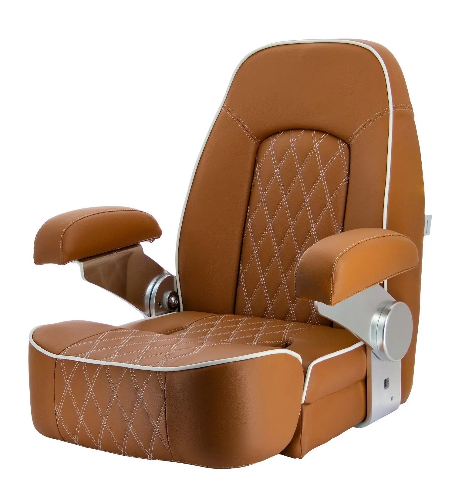V-Quipment Seaman Helm Seat with Flip-Up Squab Orange Brown