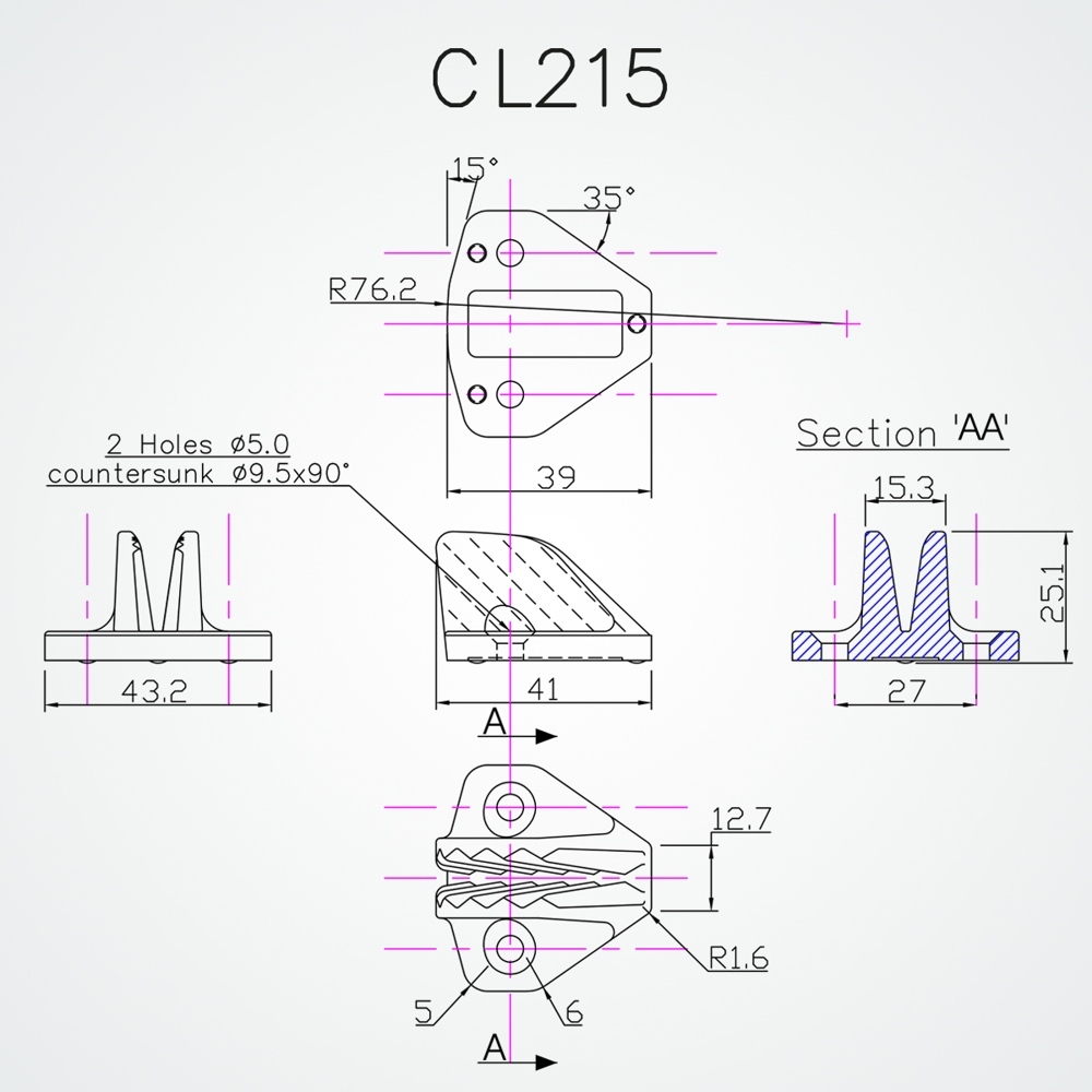 Clamcleat CL215 Side-Fixing Midi Cleat