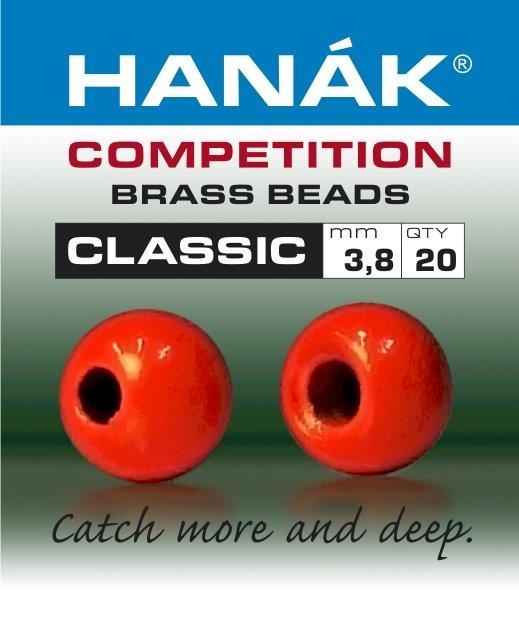 HANAK Competition CLASSIC FLOU Brass Beads Qty 10 Orange