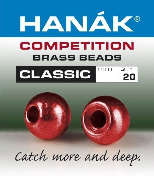 HANAK Competition CLASSIC METALLIC+ Brass Beads Red 2.7mm Qty 20