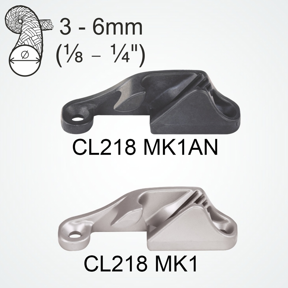 Clamcleat CL218 MK1 Side Entry Fairlead Port Silver