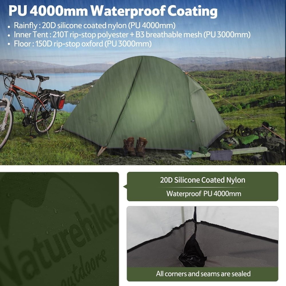 Naturehike Ultralight Solo Cycling/Backpacking Tent Forest Green