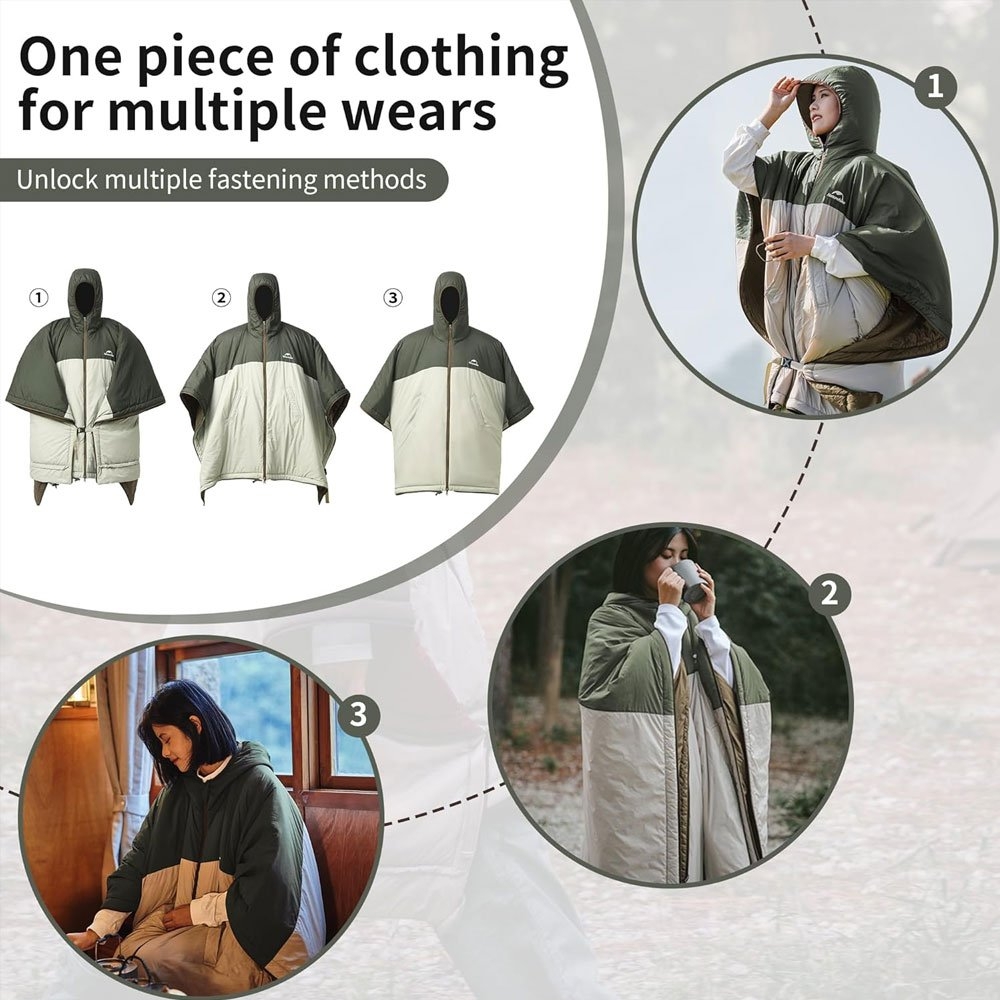 Naturehike Cloak Wearable Sleeping Bag Green/Tan