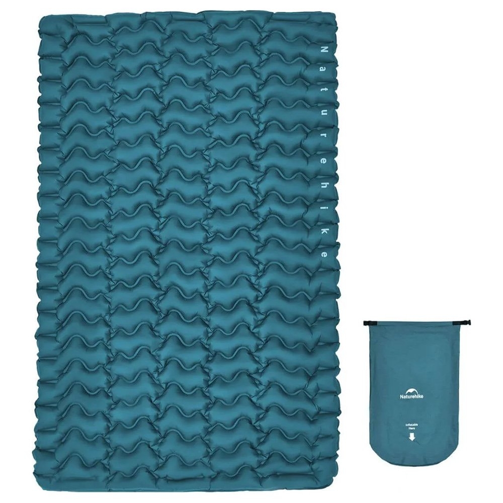 Naturehike FC01 Inflatable Double Sleeping Mat with Pump Sack R1.6 Lake Blue