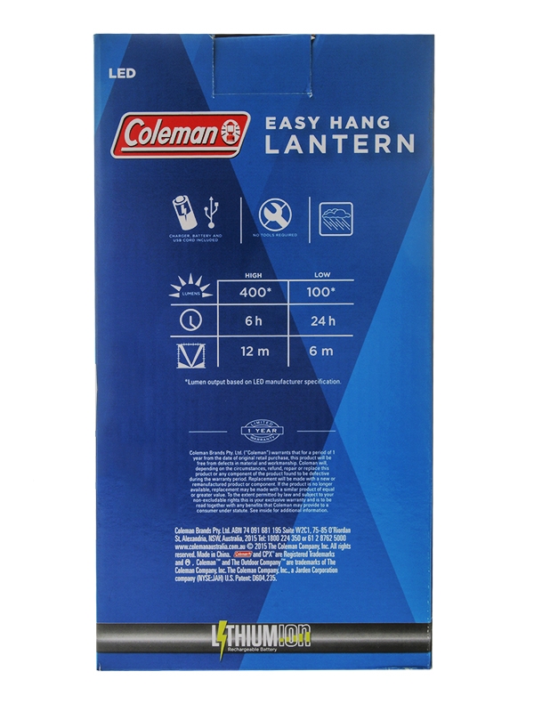 Coleman Easy Hang Lithium-Ion LED Lantern 400 Lumens