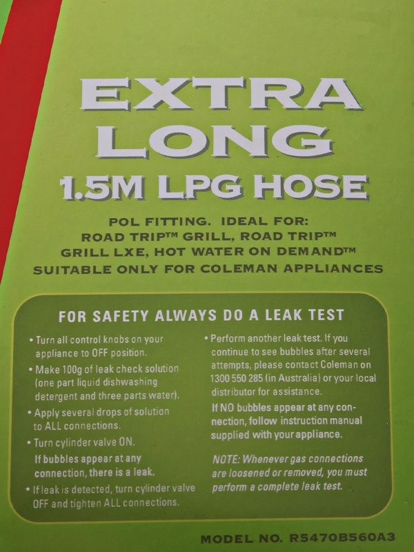Coleman Extra Long LPG Hose with POL Fitting 1.5m