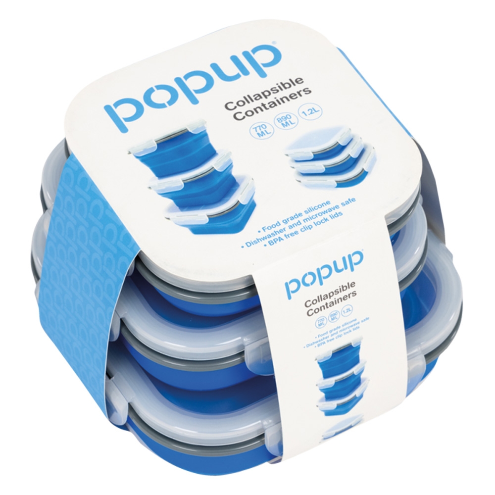 Popup Collapsible Food Containers Qty 3