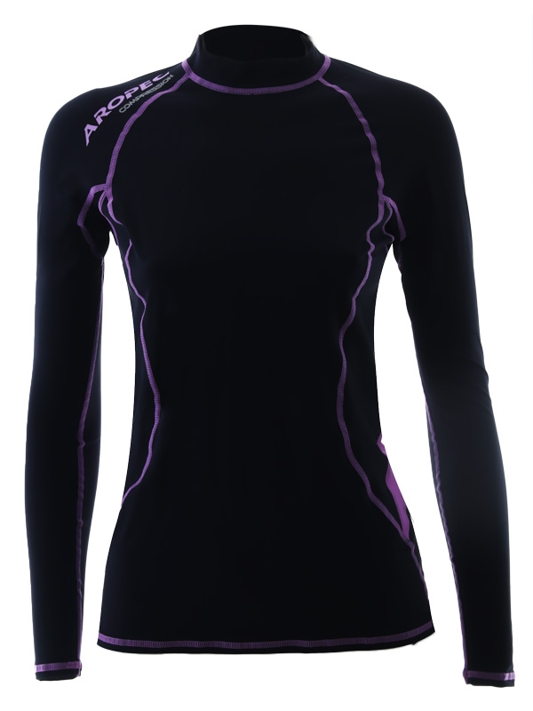 Aropec Compression Womens Long Sleeve Top Black/Purple XL