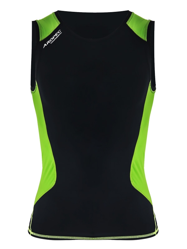 Aropec Mens Compression Singlet Black/Lime Large