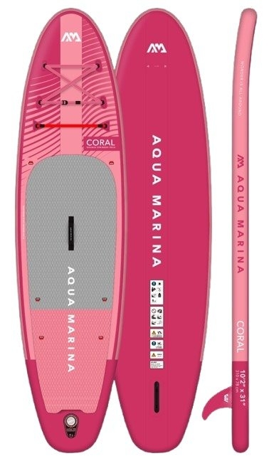 Aqua Marina Coral Raspberry Advanced All-Round Inflatable Stand Up Paddle Board Package 10ft 2in