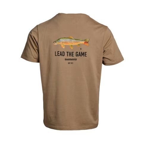 Shimano Lead The Game Mens T-Shirt Brown Trout