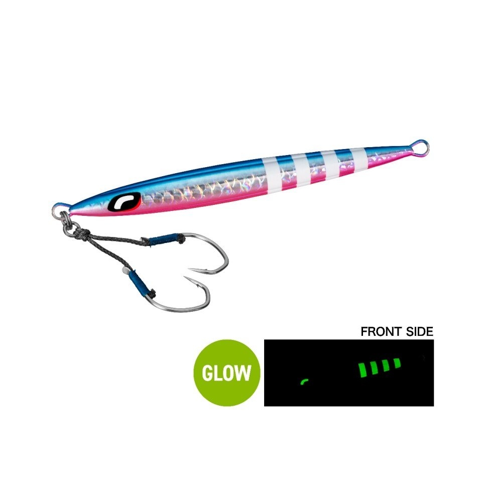 Shimano Ocea Pebble Light Slow Pitch Metal Jig 150g Blue Pink Glow 