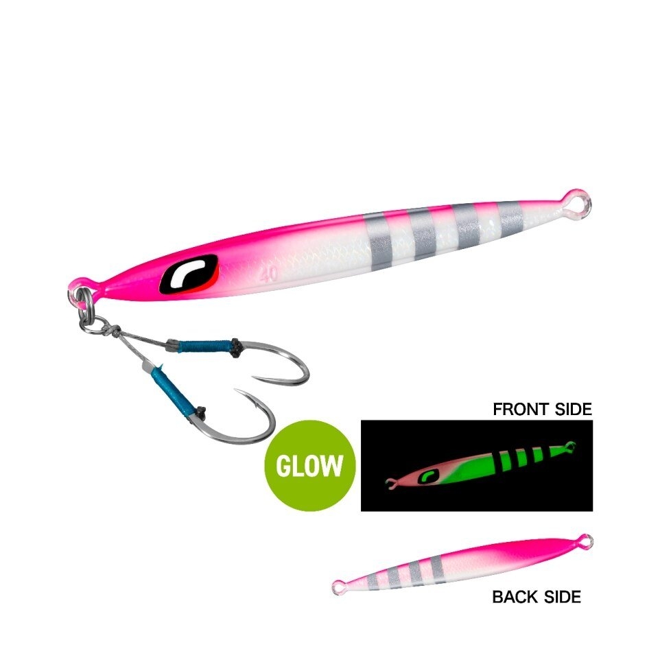 Shimano Ocea Pebble Light Slow Pitch Metal Jig 40g Pink Zebra Glow