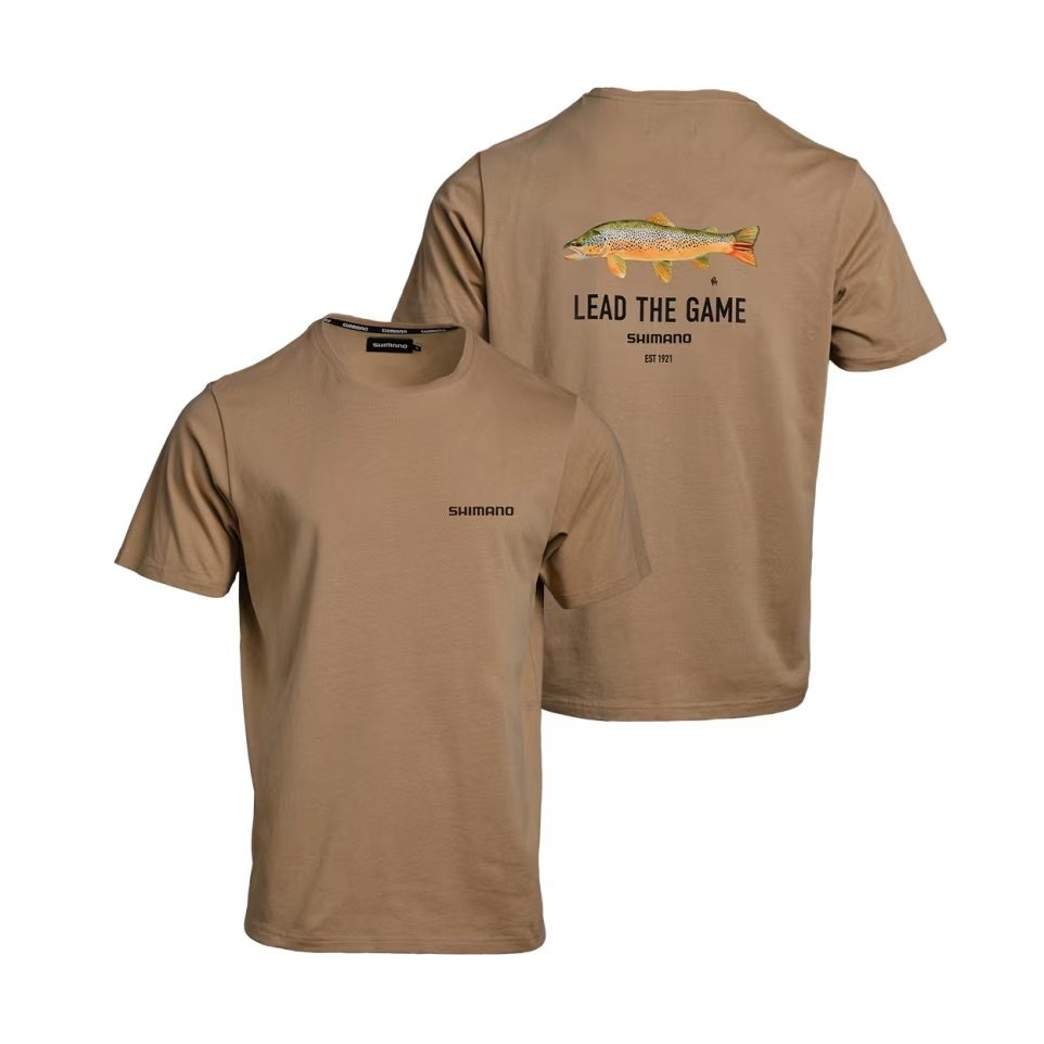 Shimano Lead The Game Mens T-Shirt Brown Trout