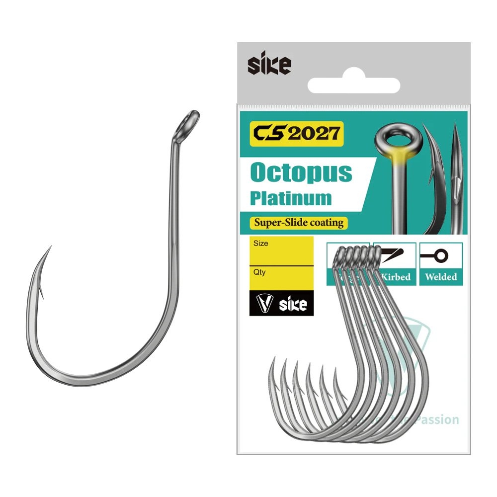 Sike CS2027 Super-Slide Octopus Platinum Hooks Bulk Pack