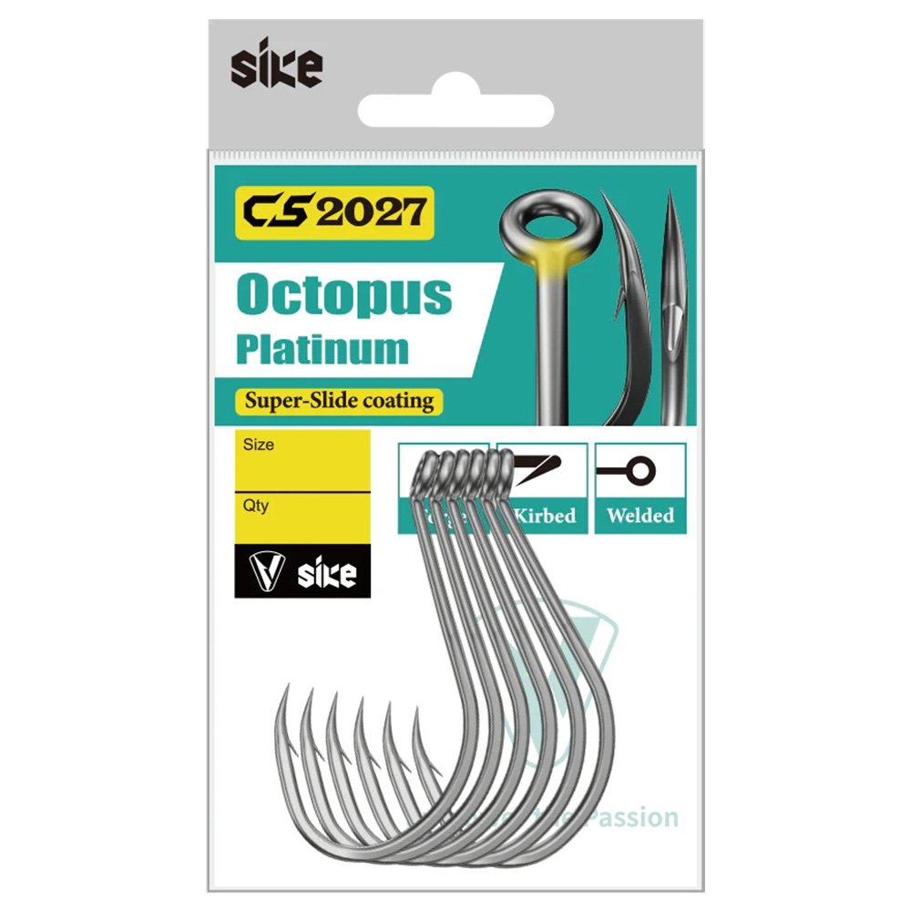 Sike CS2027 Super-Slide Octopus Platinum Hooks Bulk Pack