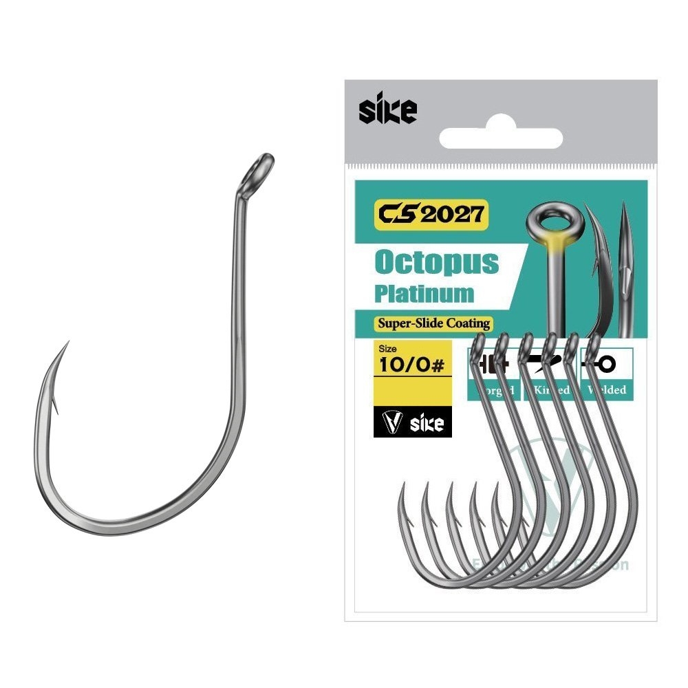 Sike CS2027 Super-Slide Octopus Platinum Hooks Bulk Pack 10/0 Qty 27