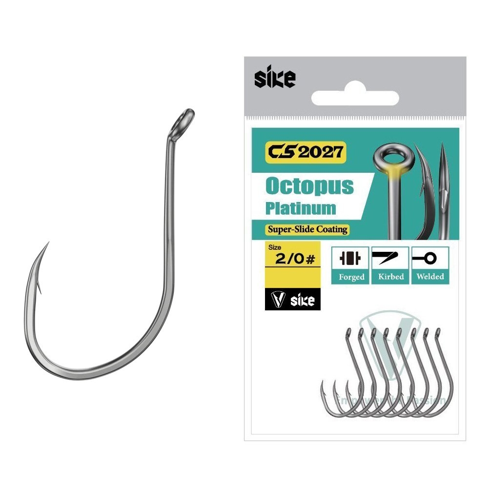 Sike CS2027 Super-Slide Octopus Platinum Hooks Bulk Pack 2/0 Qty 27