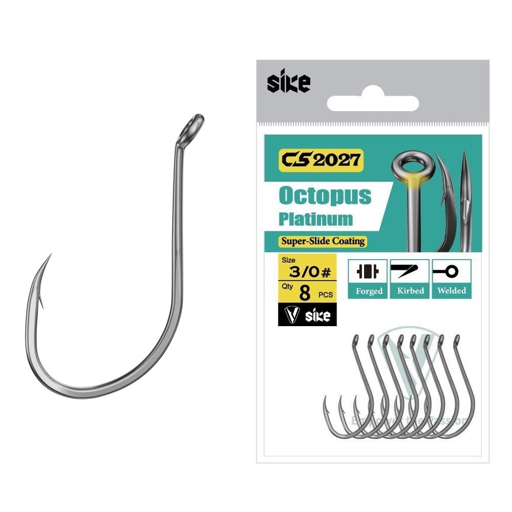 Sike CS2027 Super-Slide Octopus Platinum Hooks 3/0 Qty 8