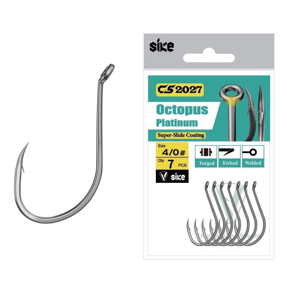 Sike CS2027 Super-Slide Octopus Platinum Hooks 4/0 Qty 7
