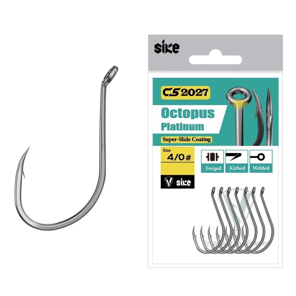 Sike CS2027 Super-Slide Octopus Platinum Hooks Bulk Pack 4/0 Qty 27