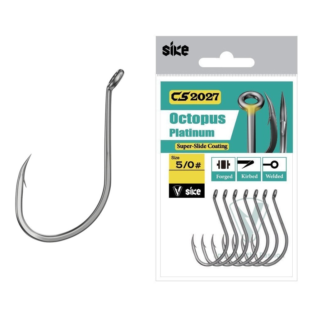 Sike CS2027 Super-Slide Octopus Platinum Hooks Bulk Pack 5/0 Qty 27
