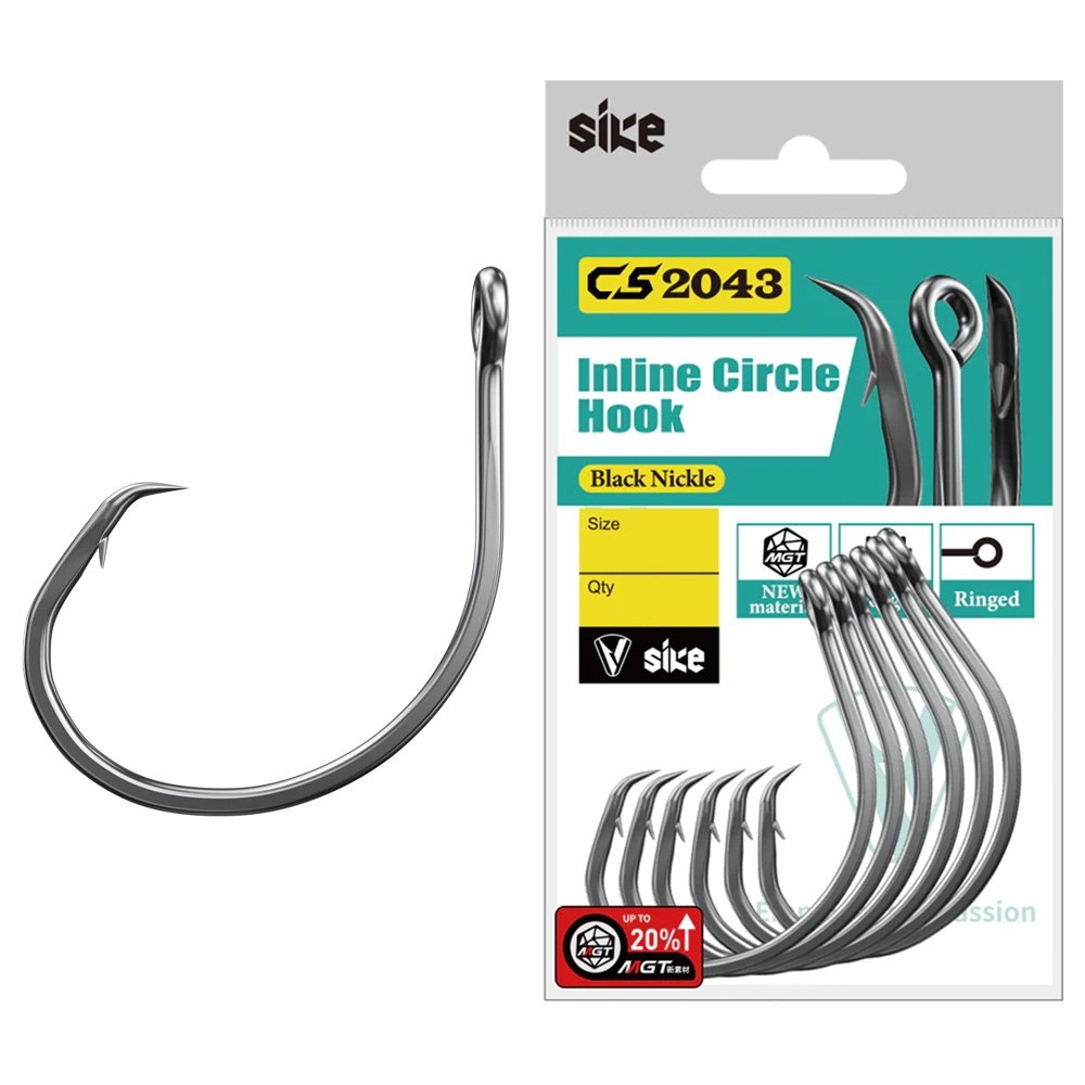 Sike CS2043 Black Nickel Inline Circle Hooks Bulk Pack